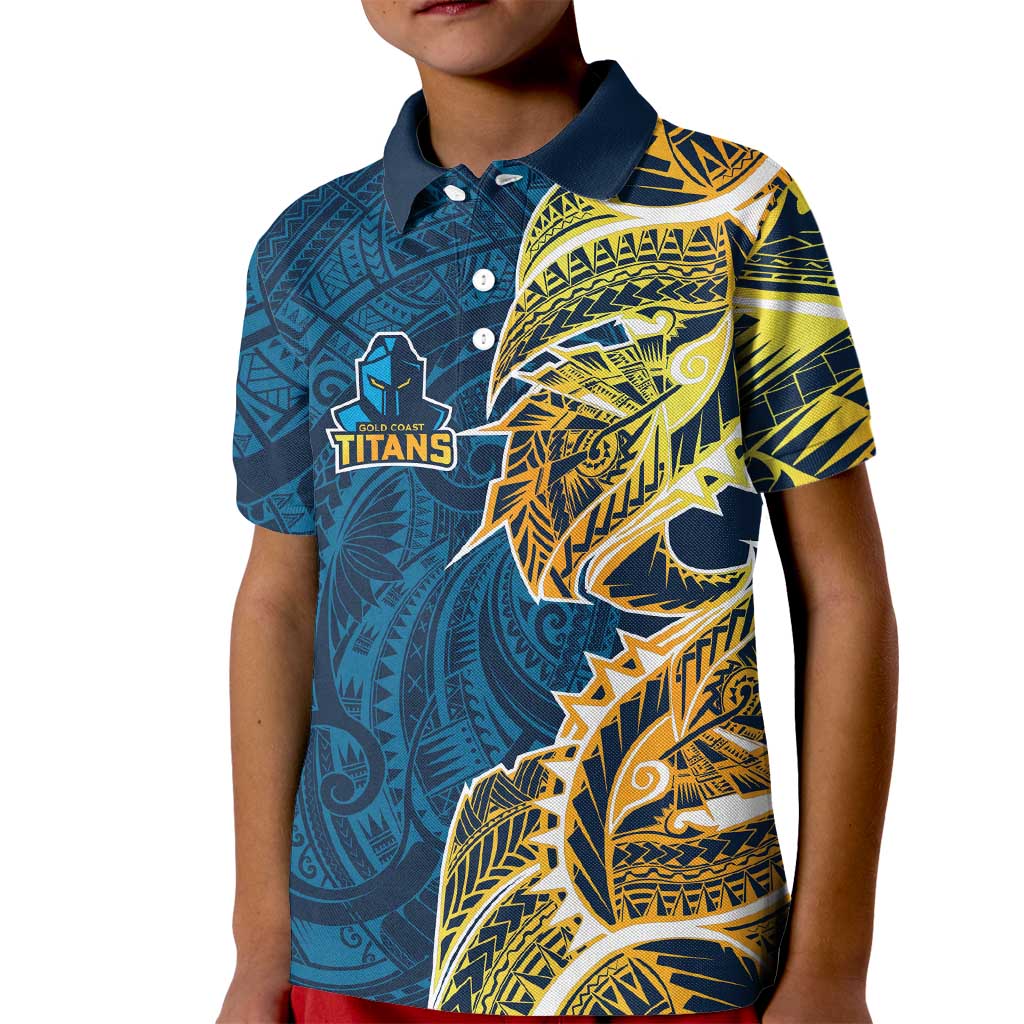 Gold Coast Titans Kid Polo Shirt Polynesian Tribal Tattoo Pacific Sport Art