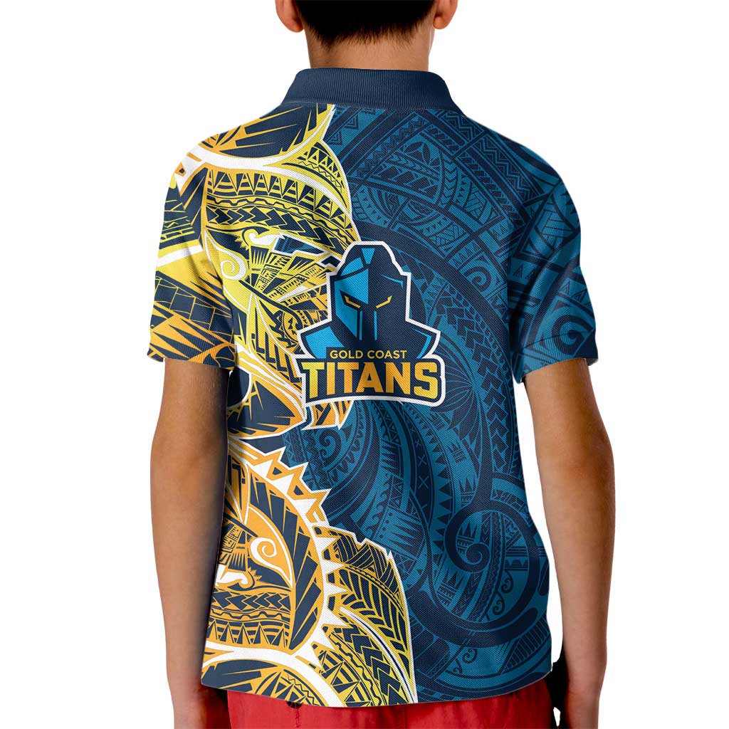 Gold Coast Titans Kid Polo Shirt Polynesian Tribal Tattoo Pacific Sport Art