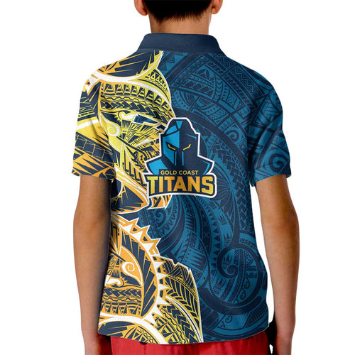 Gold Coast Titans Kid Polo Shirt Polynesian Tribal Tattoo Pacific Sport Art