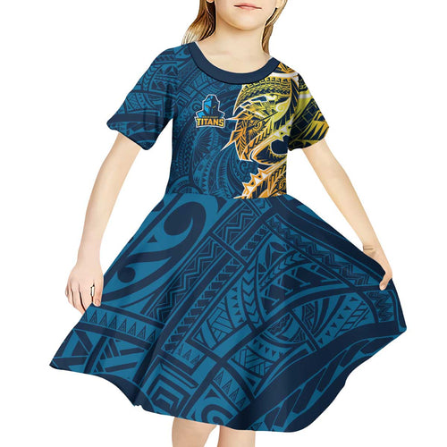 Gold Coast Titans Kid Short Sleeve Dress Polynesian Tribal Tattoo Pacific Sport Art