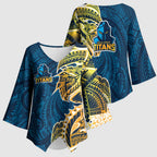 Gold Coast Titans Kimono Sleeve Blouse Polynesian Tribal Tattoo Pacific Sport Art