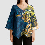 Gold Coast Titans Kimono Sleeve Blouse Polynesian Tribal Tattoo Pacific Sport Art