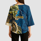 Gold Coast Titans Kimono Sleeve Blouse Polynesian Tribal Tattoo Pacific Sport Art