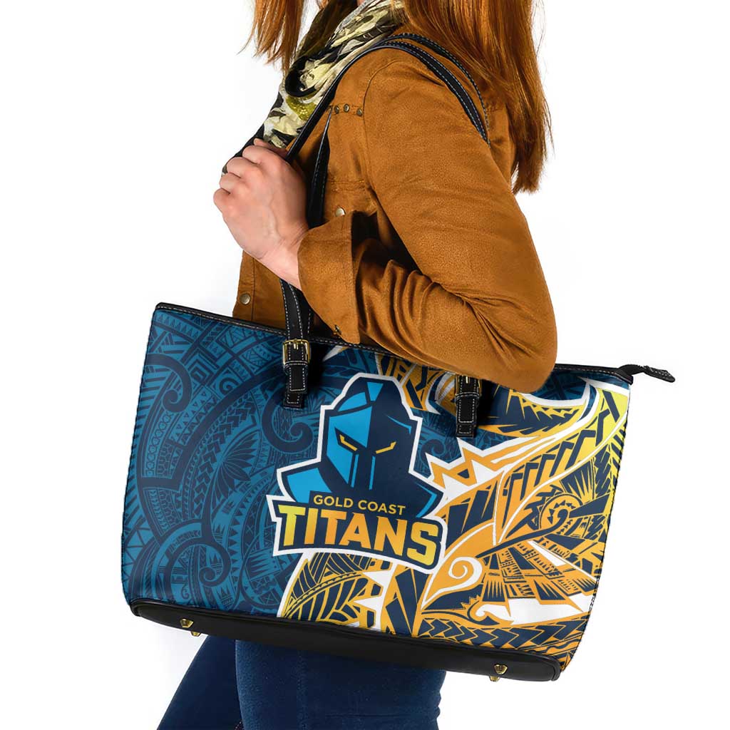 Gold Coast Titans Leather Tote Bag Polynesian Tribal Tattoo Pacific Sport Art