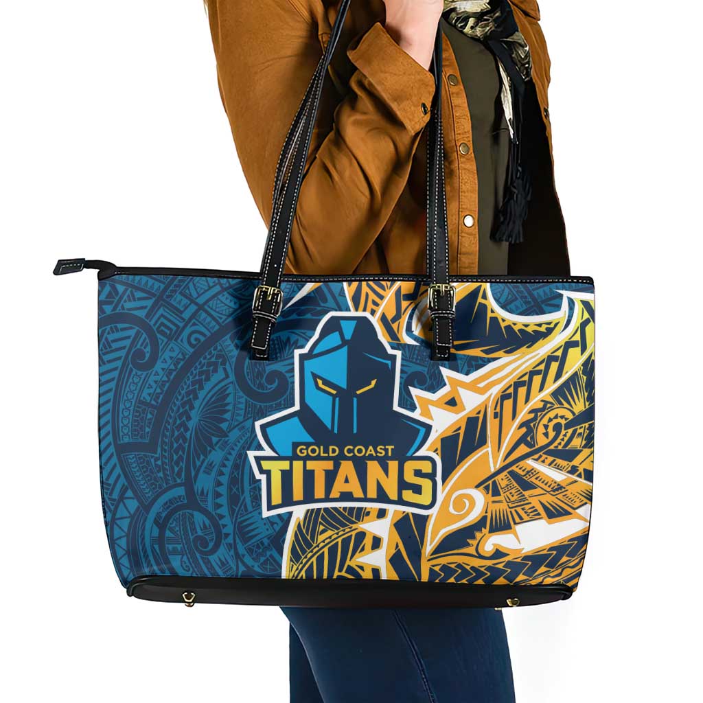 Gold Coast Titans Leather Tote Bag Polynesian Tribal Tattoo Pacific Sport Art
