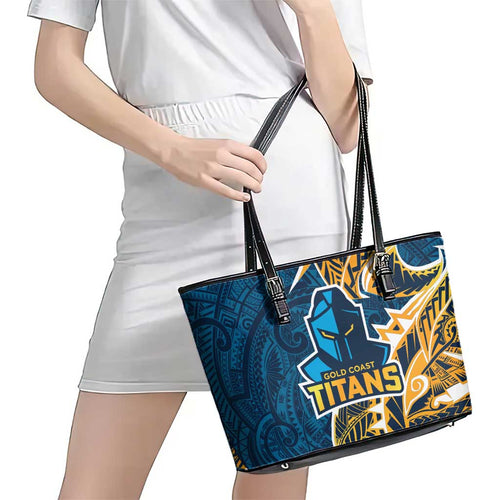 Gold Coast Titans Leather Tote Bag Polynesian Tribal Tattoo Pacific Sport Art