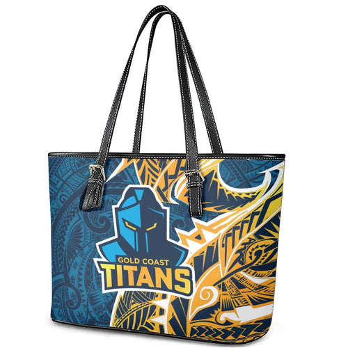 Gold Coast Titans Leather Tote Bag Polynesian Tribal Tattoo Pacific Sport Art