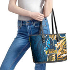 Gold Coast Titans Leather Tote Bag Polynesian Tribal Tattoo Pacific Sport Art