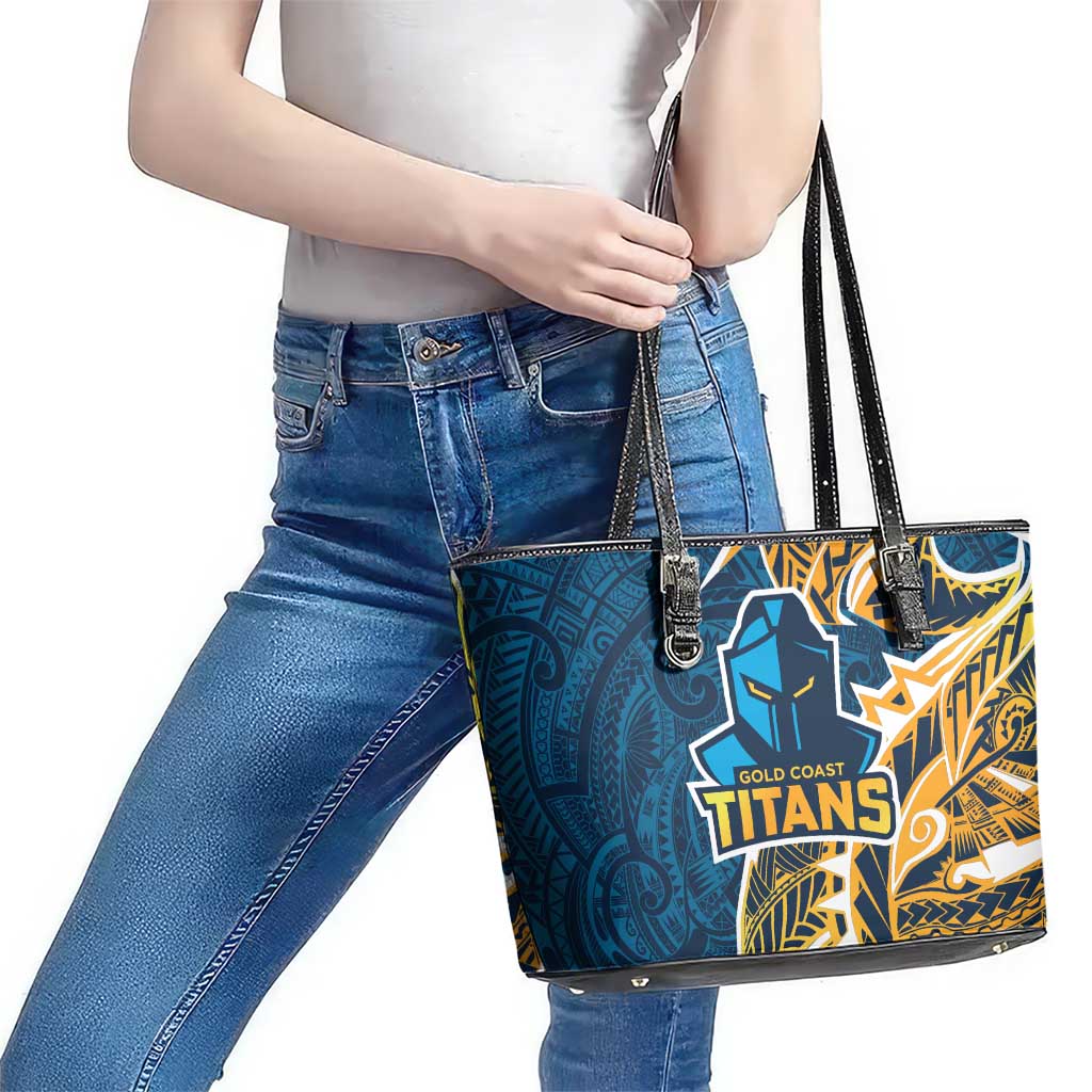 Gold Coast Titans Leather Tote Bag Polynesian Tribal Tattoo Pacific Sport Art