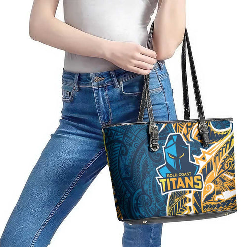 Gold Coast Titans Leather Tote Bag Polynesian Tribal Tattoo Pacific Sport Art