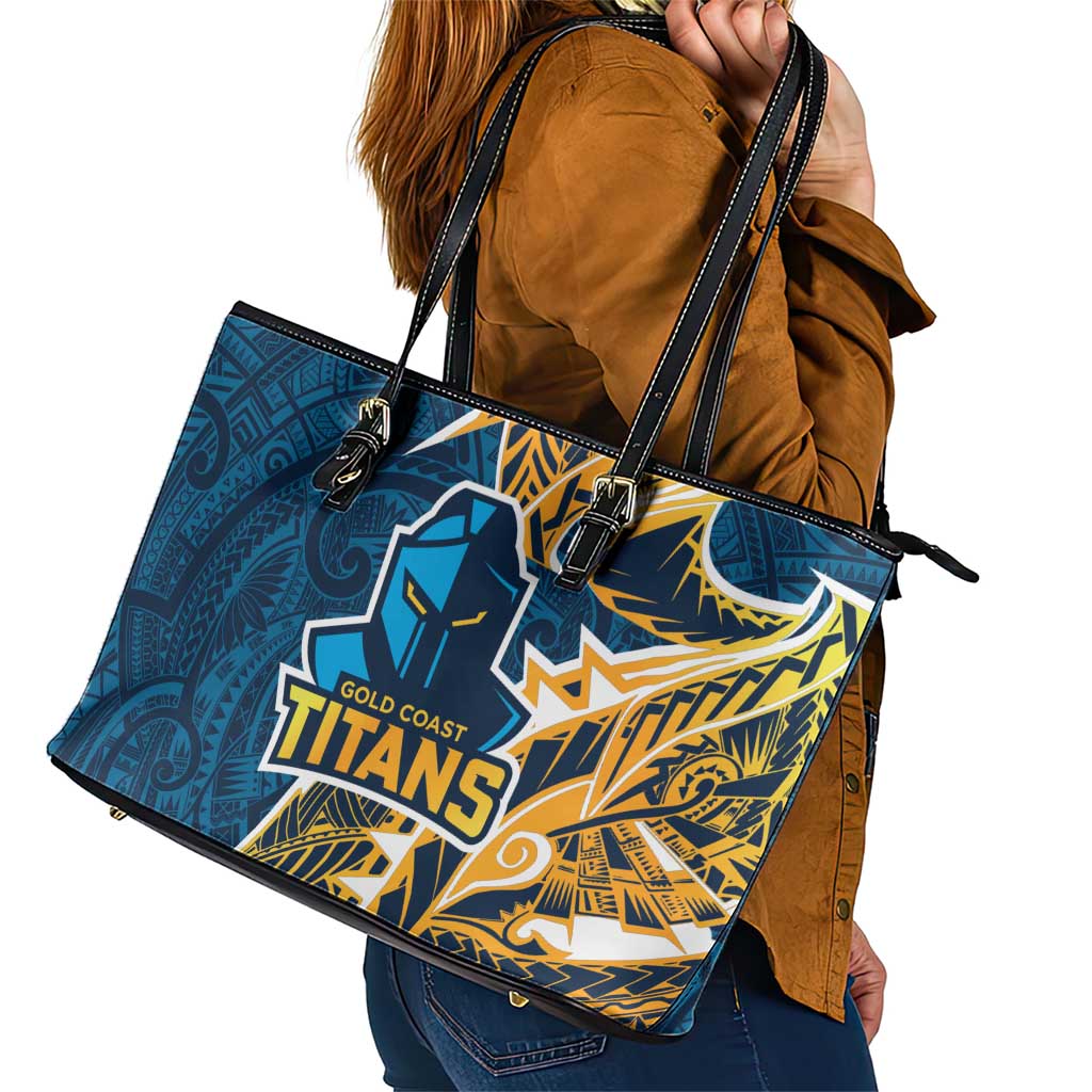 Gold Coast Titans Leather Tote Bag Polynesian Tribal Tattoo Pacific Sport Art