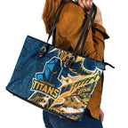 Gold Coast Titans Leather Tote Bag Polynesian Tribal Tattoo Pacific Sport Art