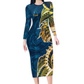 Gold Coast Titans Long Sleeve Bodycon Dress Polynesian Tribal Tattoo Pacific Sport Art