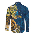 Gold Coast Titans Long Sleeve Button Shirt Polynesian Tribal Tattoo Pacific Sport Art