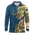 Gold Coast Titans Long Sleeve Polo Shirt Polynesian Tribal Tattoo Pacific Sport Art