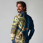 Gold Coast Titans Long Sleeve Polo Shirt Polynesian Tribal Tattoo Pacific Sport Art