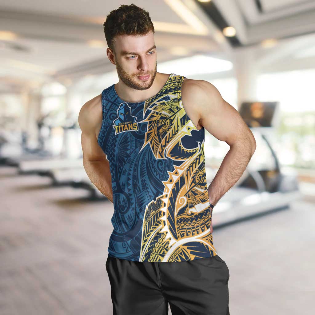 Gold Coast Titans Men Tank Top Polynesian Tribal Tattoo Pacific Sport Art