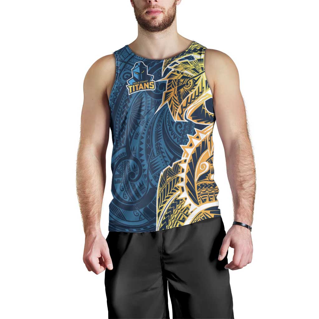 Gold Coast Titans Men Tank Top Polynesian Tribal Tattoo Pacific Sport Art