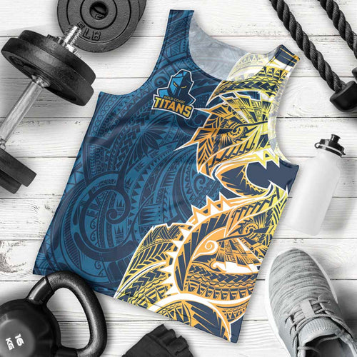 Gold Coast Titans Men Tank Top Polynesian Tribal Tattoo Pacific Sport Art