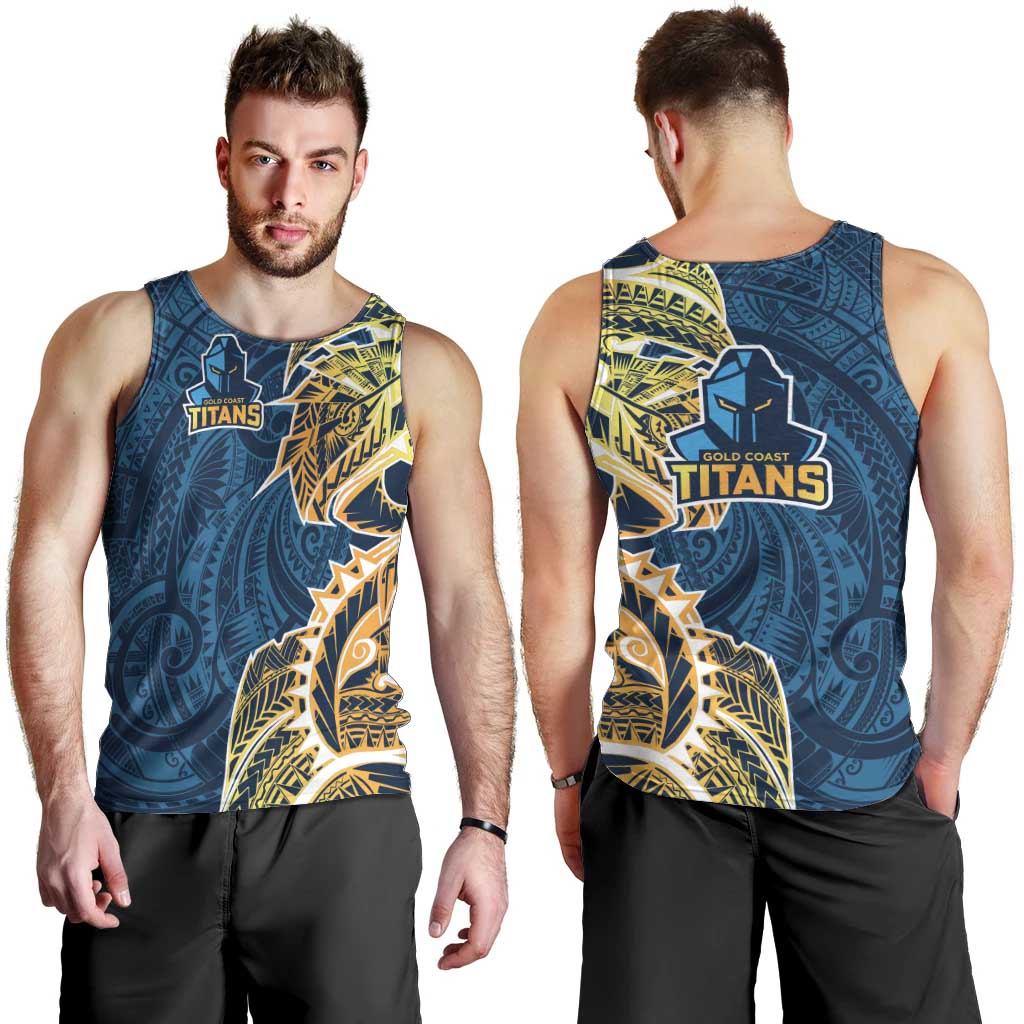 Gold Coast Titans Men Tank Top Polynesian Tribal Tattoo Pacific Sport Art
