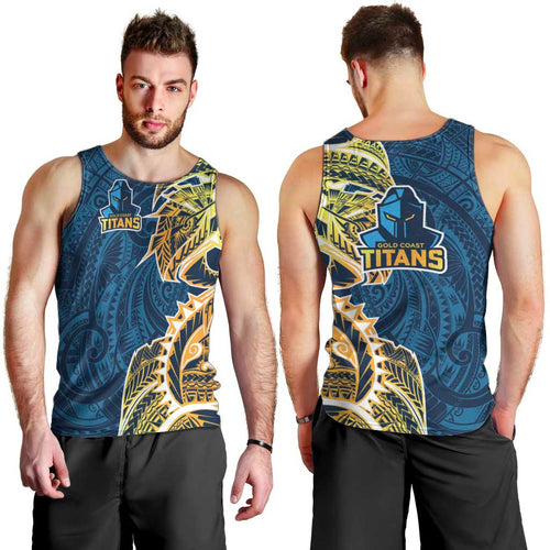 Gold Coast Titans Men Tank Top Polynesian Tribal Tattoo Pacific Sport Art