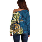 Gold Coast Titans Off Shoulder Sweater Polynesian Tribal Tattoo Pacific Sport Art