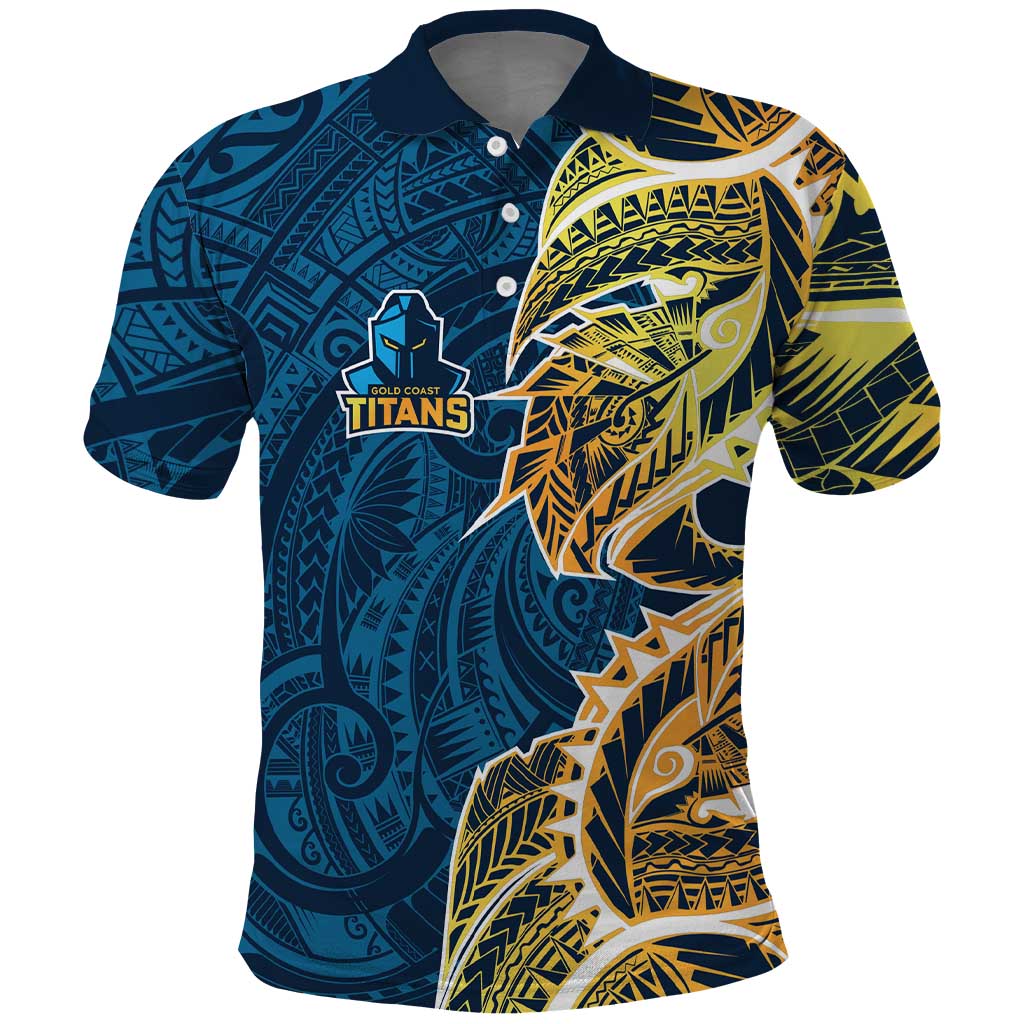 Gold Coast Titans Polo Shirt Polynesian Tribal Tattoo Pacific Sport Art
