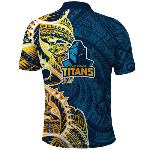 Gold Coast Titans Polo Shirt Polynesian Tribal Tattoo Pacific Sport Art