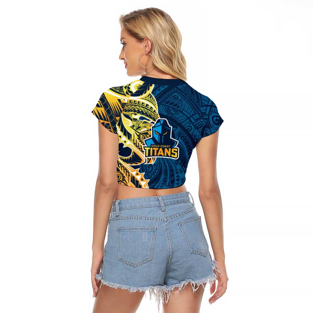 Gold Coast Titans Raglan Cropped T Shirt Polynesian Tribal Tattoo Pacific Sport Art