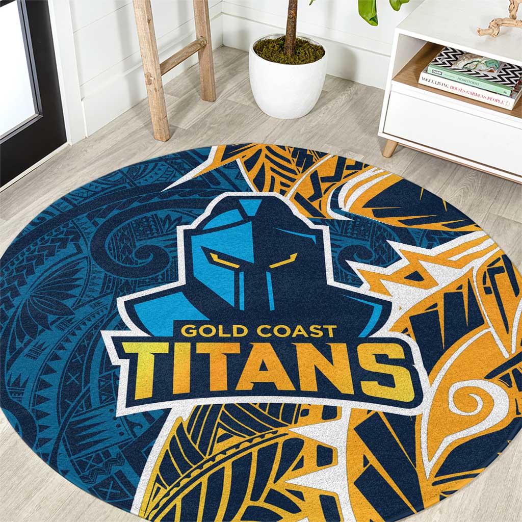 Gold Coast Titans Round Carpet Polynesian Tribal Tattoo Pacific Sport Art