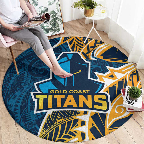 Gold Coast Titans Round Carpet Polynesian Tribal Tattoo Pacific Sport Art