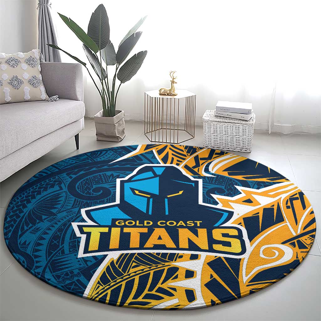 Gold Coast Titans Round Carpet Polynesian Tribal Tattoo Pacific Sport Art