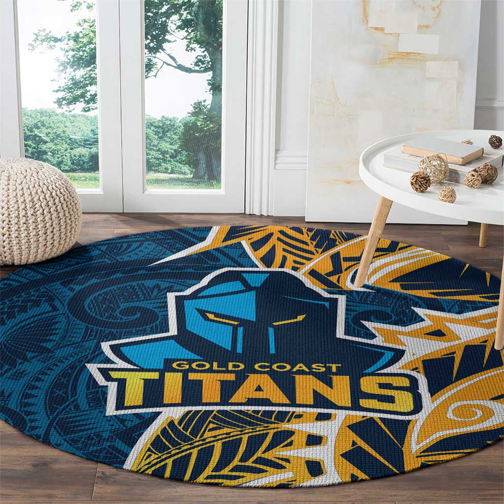 Gold Coast Titans Round Carpet Polynesian Tribal Tattoo Pacific Sport Art