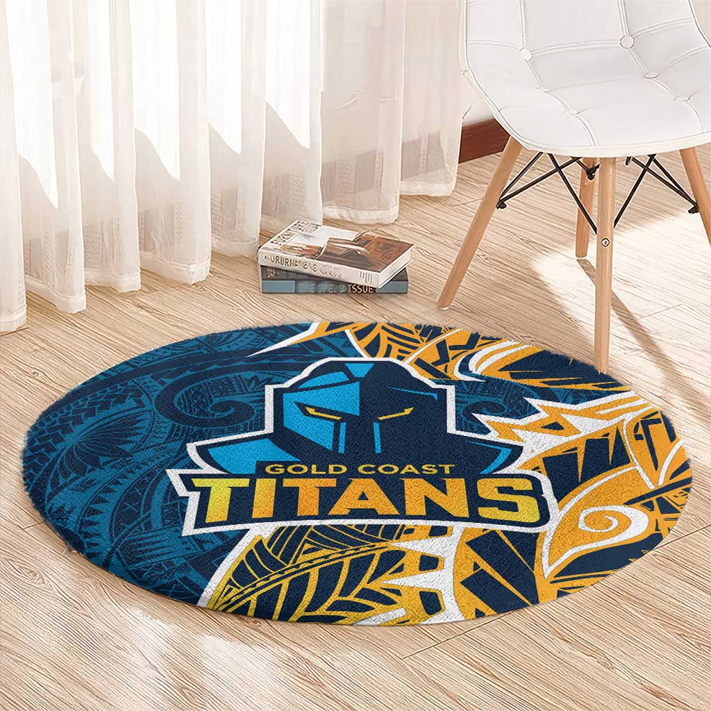 Gold Coast Titans Round Carpet Polynesian Tribal Tattoo Pacific Sport Art