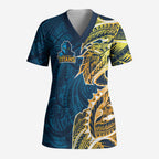 Gold Coast Titans Scrub Top Polynesian Tribal Tattoo Pacific Sport Art