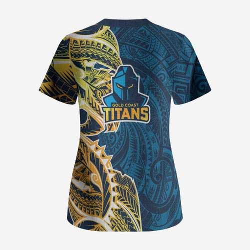 Gold Coast Titans Scrub Top Polynesian Tribal Tattoo Pacific Sport Art