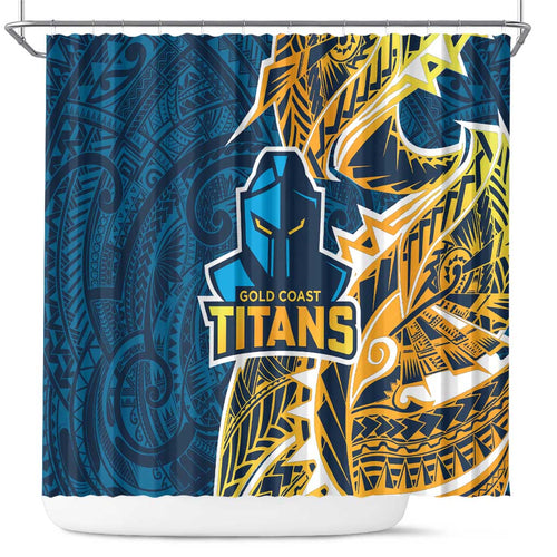Gold Coast Titans Shower Curtain Polynesian Tribal Tattoo Pacific Sport Art