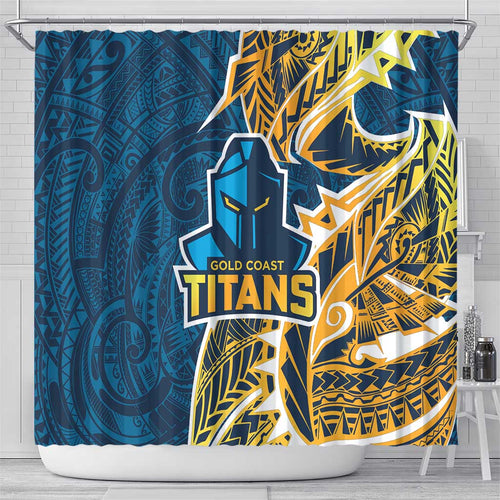 Gold Coast Titans Shower Curtain Polynesian Tribal Tattoo Pacific Sport Art