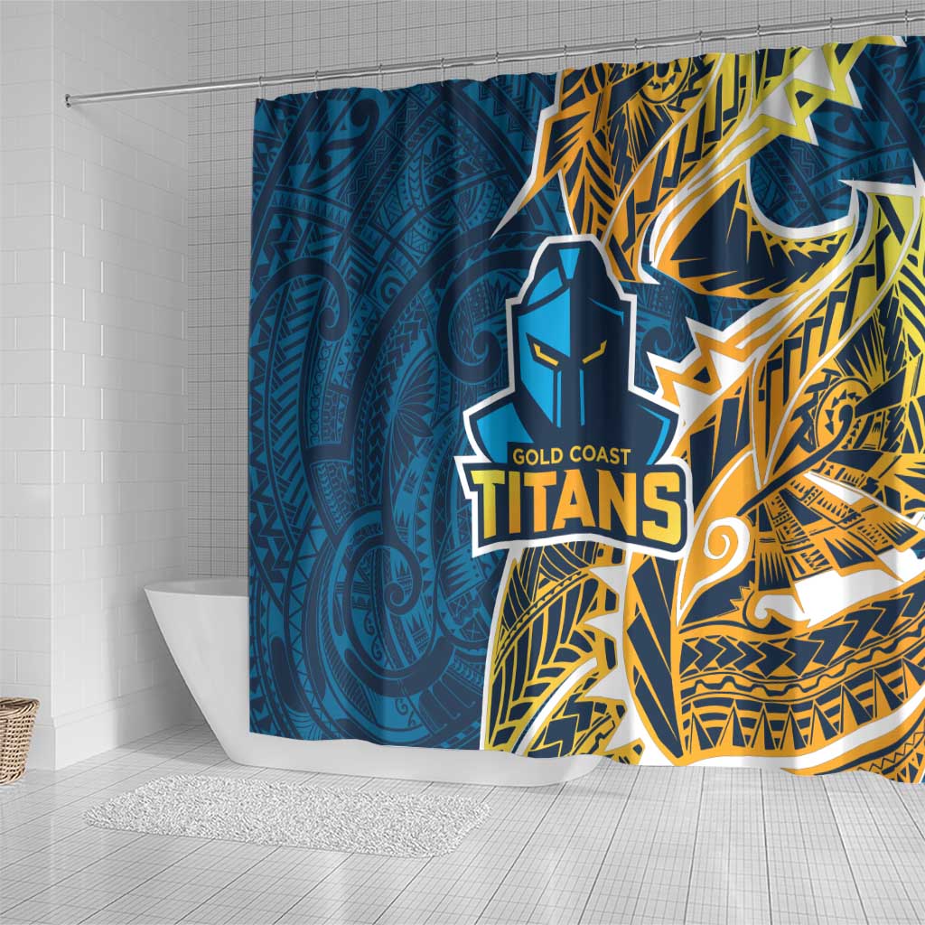 Gold Coast Titans Shower Curtain Polynesian Tribal Tattoo Pacific Sport Art