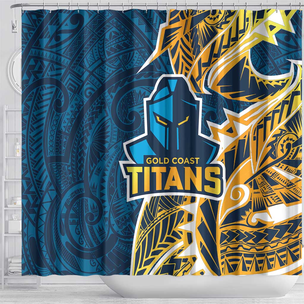 Gold Coast Titans Shower Curtain Polynesian Tribal Tattoo Pacific Sport Art