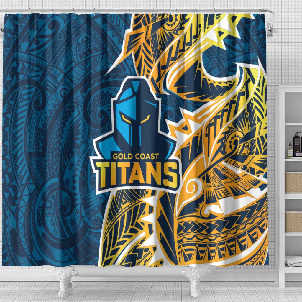 Gold Coast Titans Shower Curtain Polynesian Tribal Tattoo Pacific Sport Art