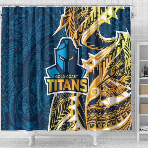 Gold Coast Titans Shower Curtain Polynesian Tribal Tattoo Pacific Sport Art