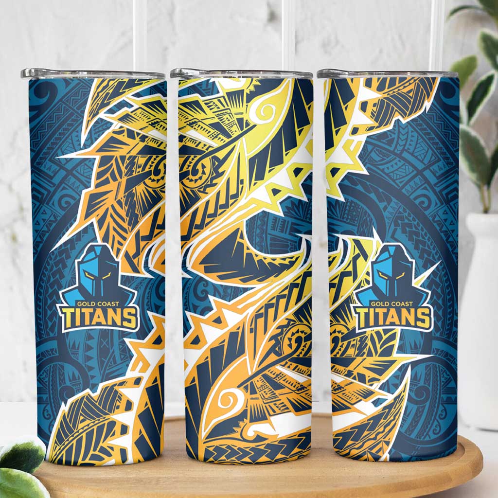 Gold Coast Titans Skinny Tumbler Polynesian Tribal Tattoo Pacific Sport Art