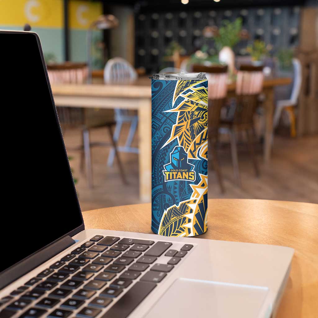 Gold Coast Titans Skinny Tumbler Polynesian Tribal Tattoo Pacific Sport Art