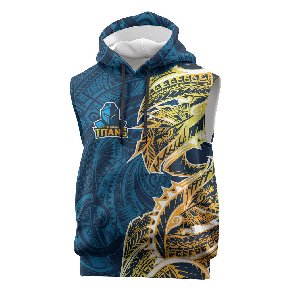 Gold Coast Titans Sleeveless Hoodie Polynesian Tribal Tattoo Pacific Sport Art