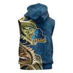 Gold Coast Titans Sleeveless Hoodie Polynesian Tribal Tattoo Pacific Sport Art