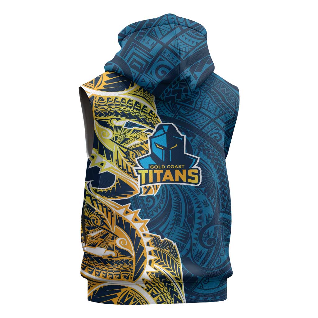 Gold Coast Titans Sleeveless Hoodie Polynesian Tribal Tattoo Pacific Sport Art