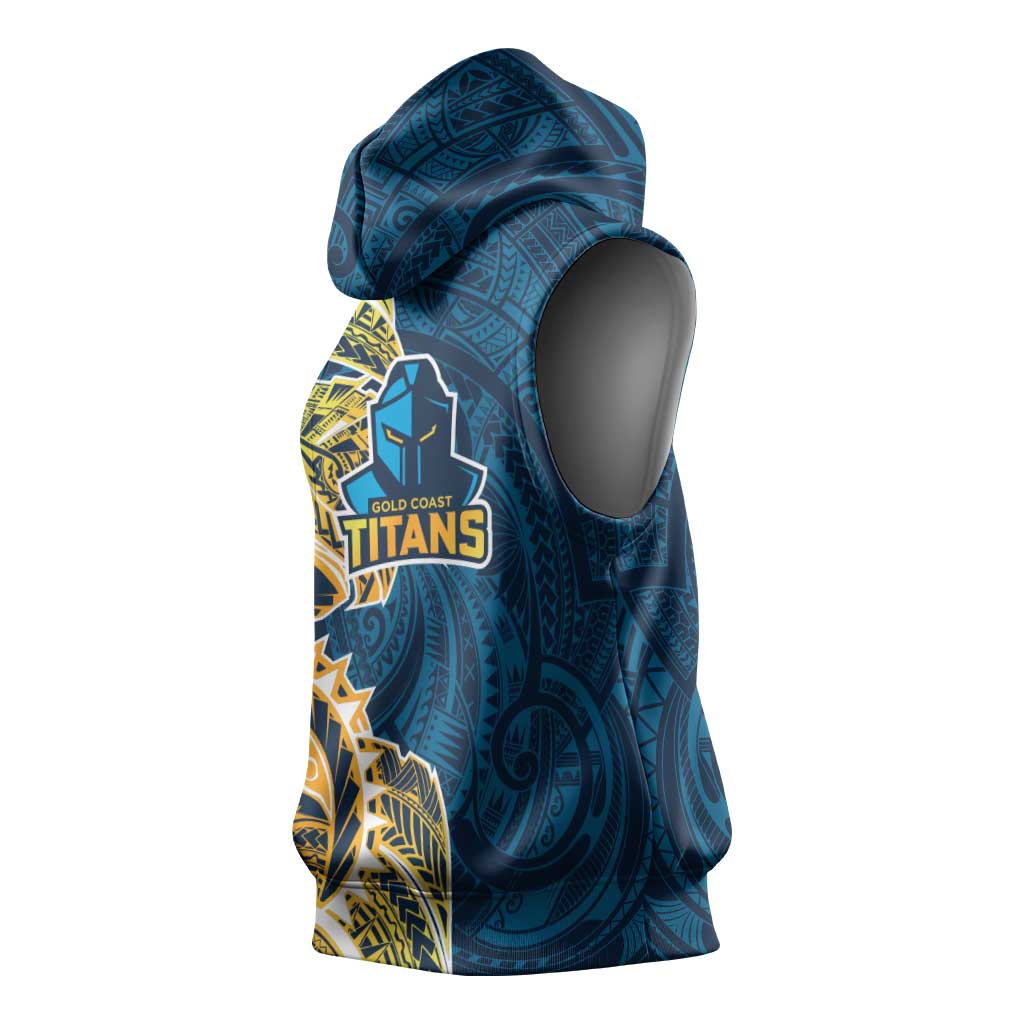 Gold Coast Titans Sleeveless Hoodie Polynesian Tribal Tattoo Pacific Sport Art