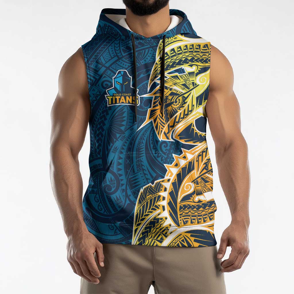 Gold Coast Titans Sleeveless Hoodie Polynesian Tribal Tattoo Pacific Sport Art