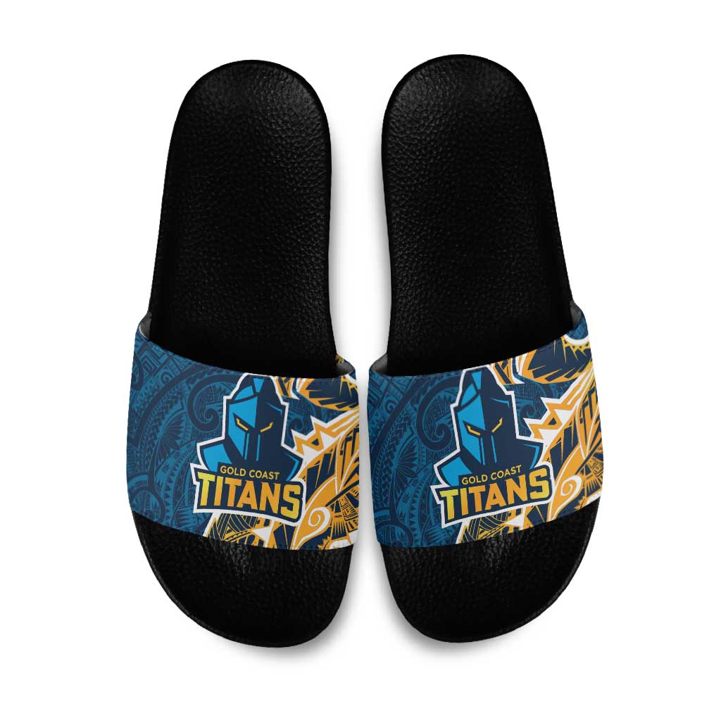Gold Coast Titans Slide Sandals Polynesian Tribal Tattoo Pacific Sport Art
